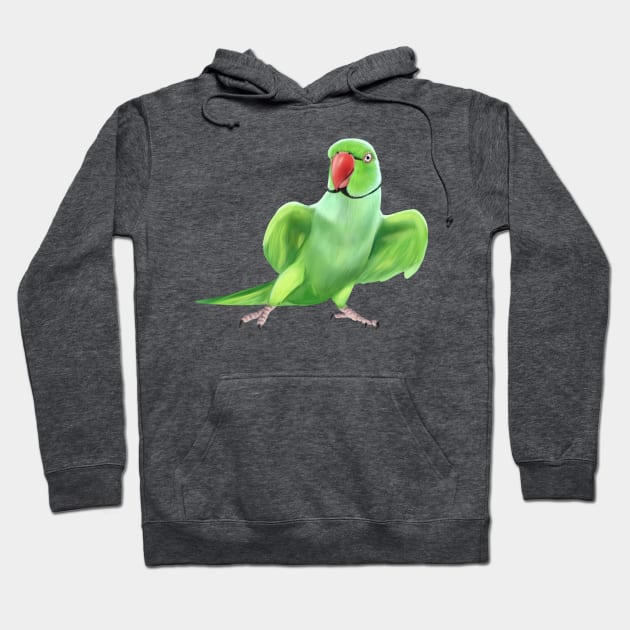 Indian Ringneck Parrot Hoodie by Mehu Art